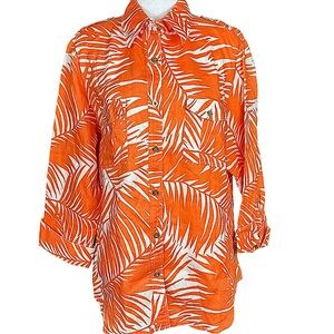 CRAIG TAYLOR: Women’s Button-Down Tropical Leaf Dress Shirt -Size XL